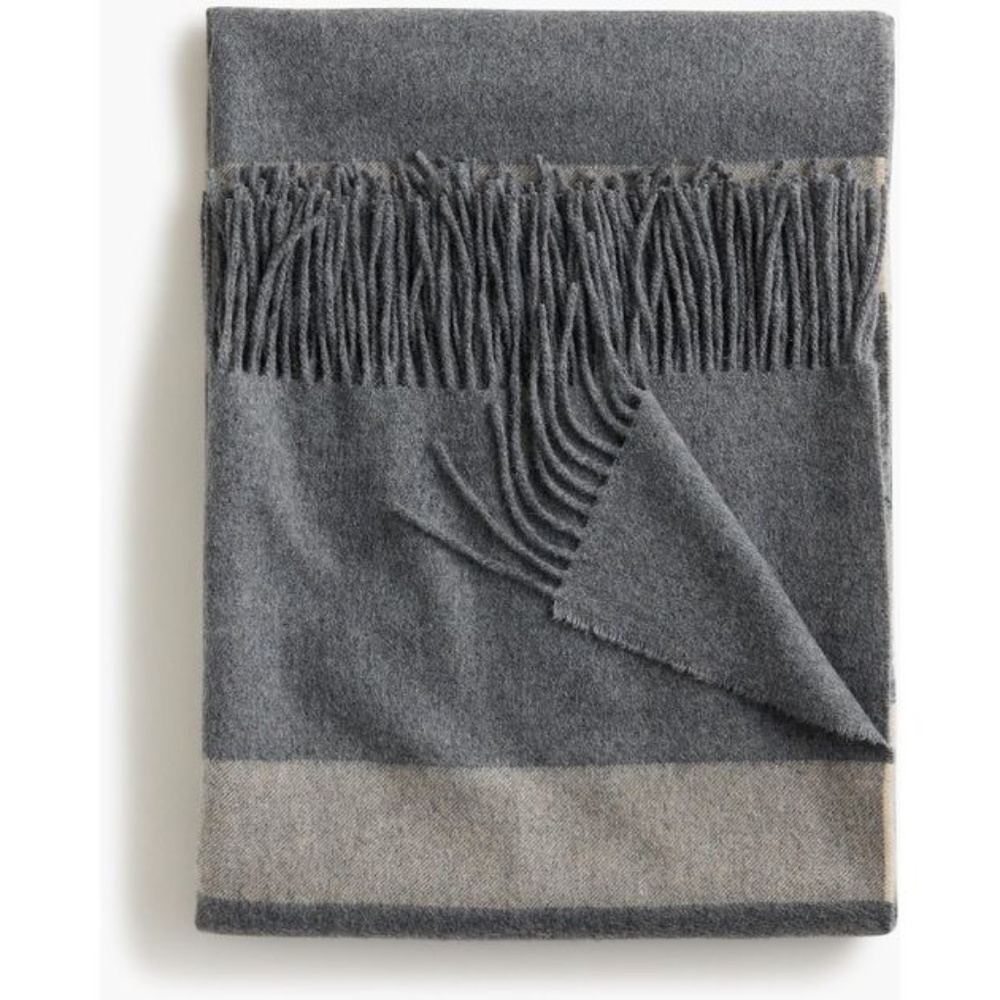 J.Crew Home wide-striped cashmere throw